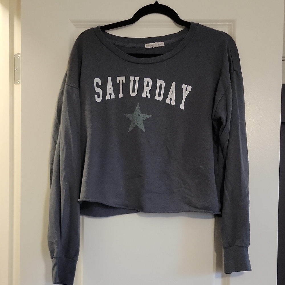 Gray Long Sleeve 'Saturday' Sweatshirt